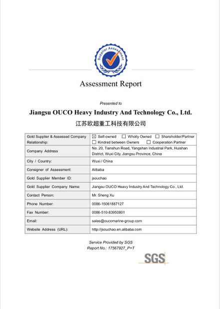 Chine Jiangsu OUCO Heavy Industry and Technology Co.,Ltd certifications